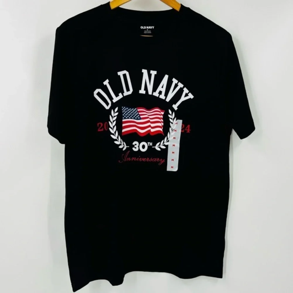 Old Navy Black 30th Anniversary Men's T-Shirt Patriotic Size Medium New with Tag